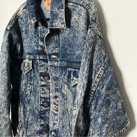 vintage 80s LEVI’S Acid Wash Jean Denim Jacket made in the USA Large - Picture 2 of 6